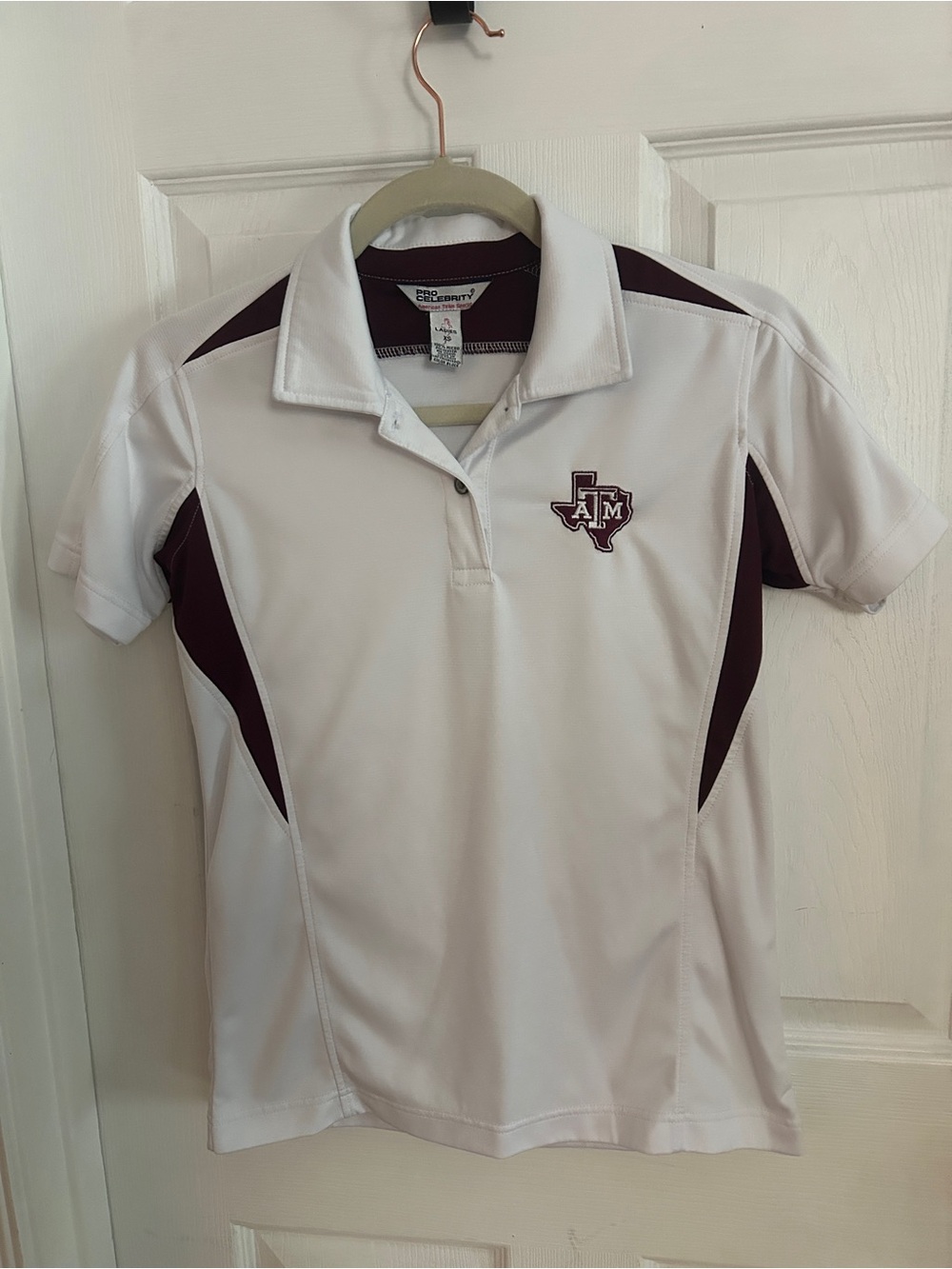 Texas A&M Womens XS White & Maroon Performance Polo Shirt
